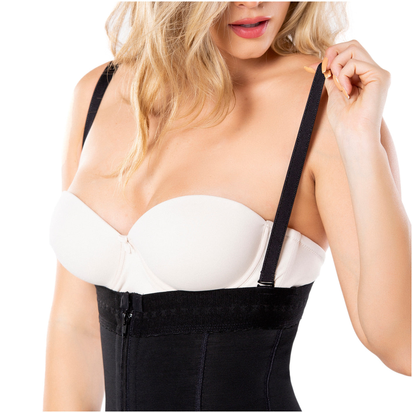 Postpartum Butt Lifter Tummy Control Capri Shapewear – Open Bust Knee-Length Body Shaper | Powernet Compression