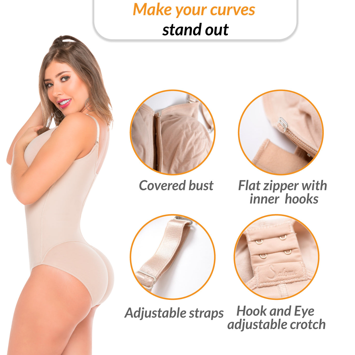 Hiphugger Body Shaper with Bra – Tummy Control & Butt Lifter Shapewear