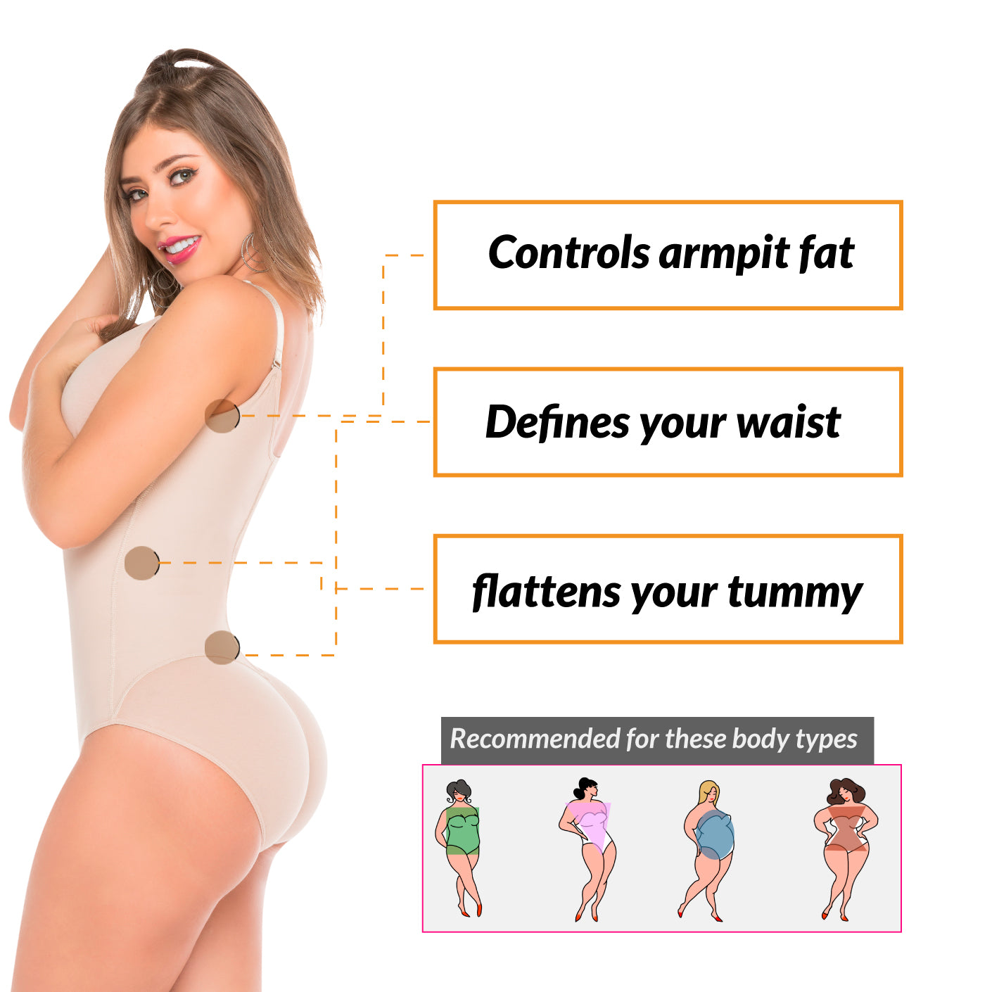 Hiphugger Body Shaper with Bra – Tummy Control & Butt Lifter Shapewear