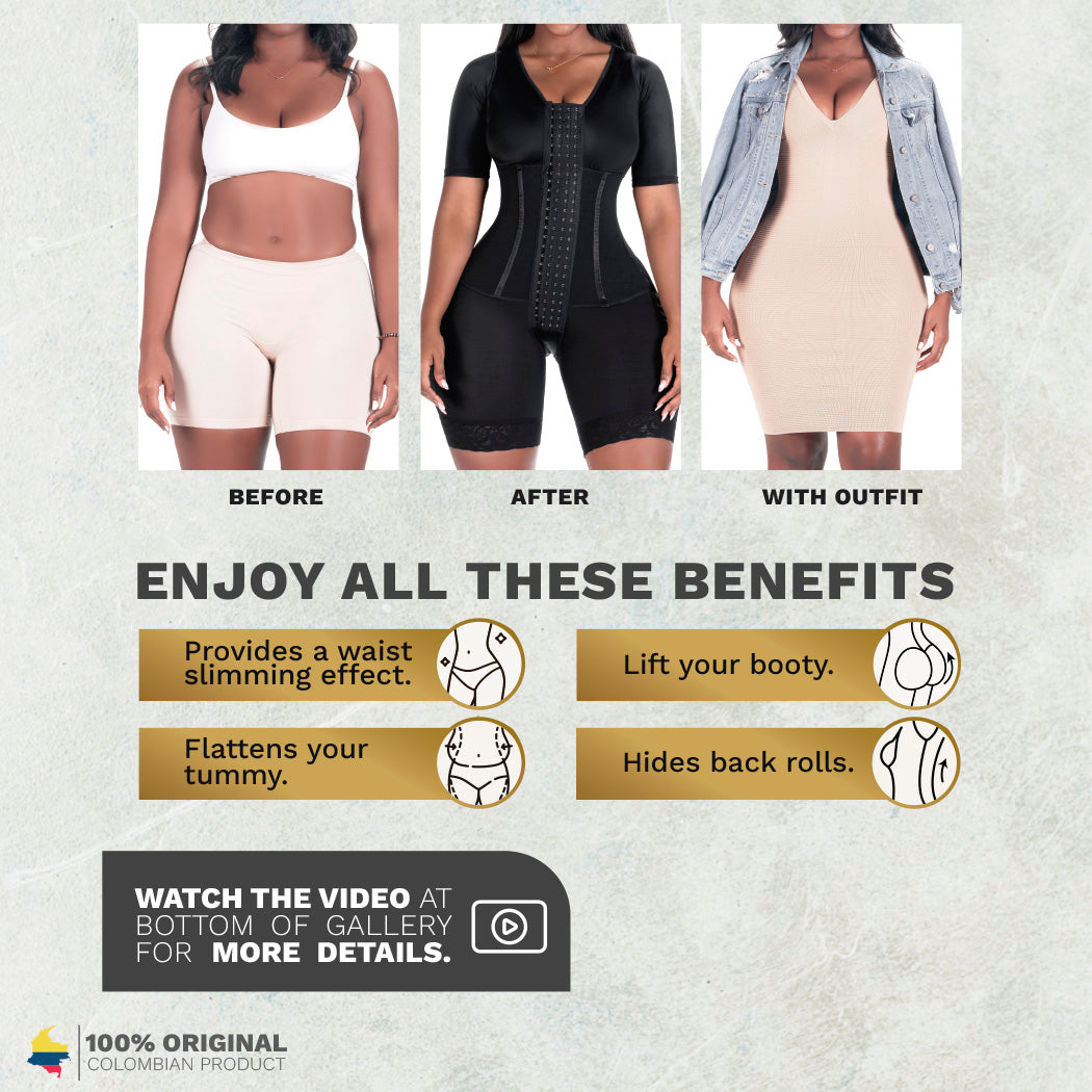 Colombian Post-Surgery Compression Garment - Sleeves & Built-in Bra