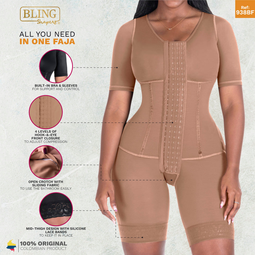 Colombian Post-Surgery Compression Garment - Sleeves & Built-in Bra