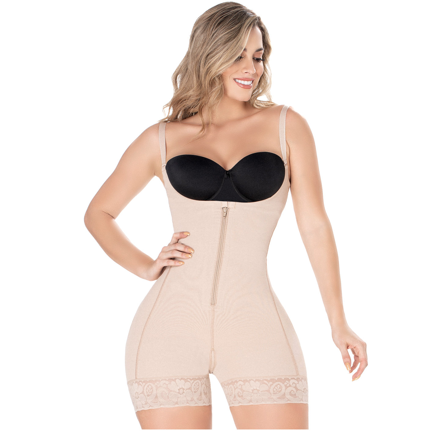 Open Bust Mid-Thigh Postpartum Compression Shapewear – Girdle After Pregnancy & Butt-Lifting Body Shaper