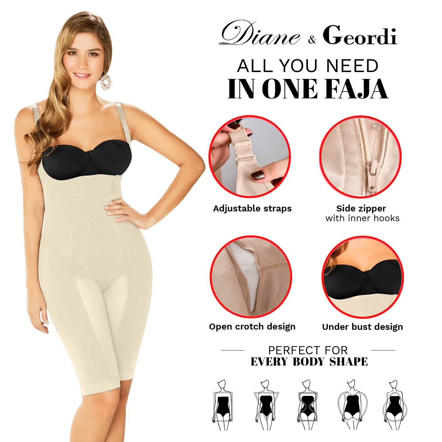 Women's Firm Tummy Control Full Body Shaper – Post-Surgery & Postpartum Shapewear | Powernet Compression