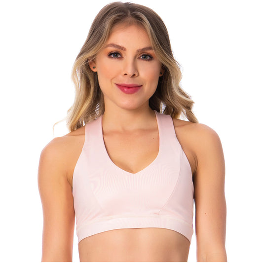 Criss-Cross Pink Sports Bra for Women – Lightweight Microfiber, Supportive & Stylish