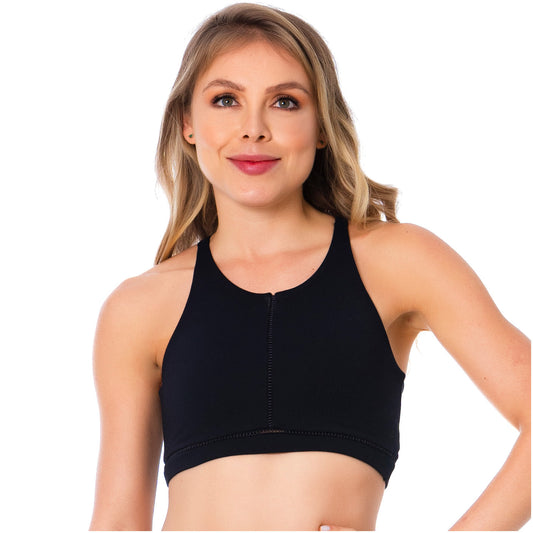 Racerback Black Sports Bra for Women – Supportive, Comfortable & Breathable