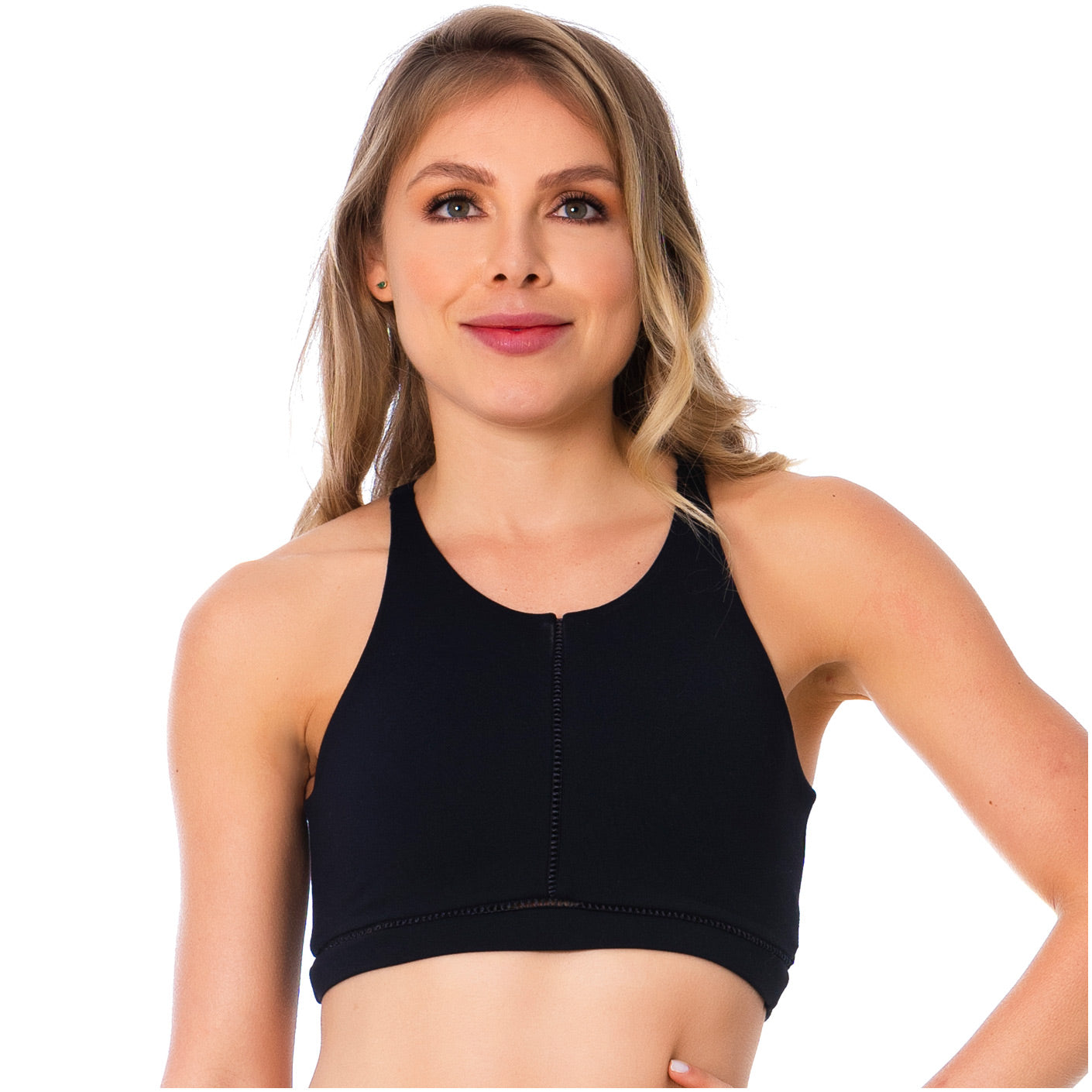 Racerback Black Sports Bra for Women – Supportive, Comfortable & Breathable
