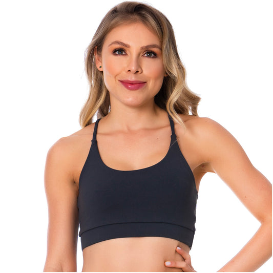 Women's Gray T-Back Gym Bra – Supportive, Breathable & Stylish