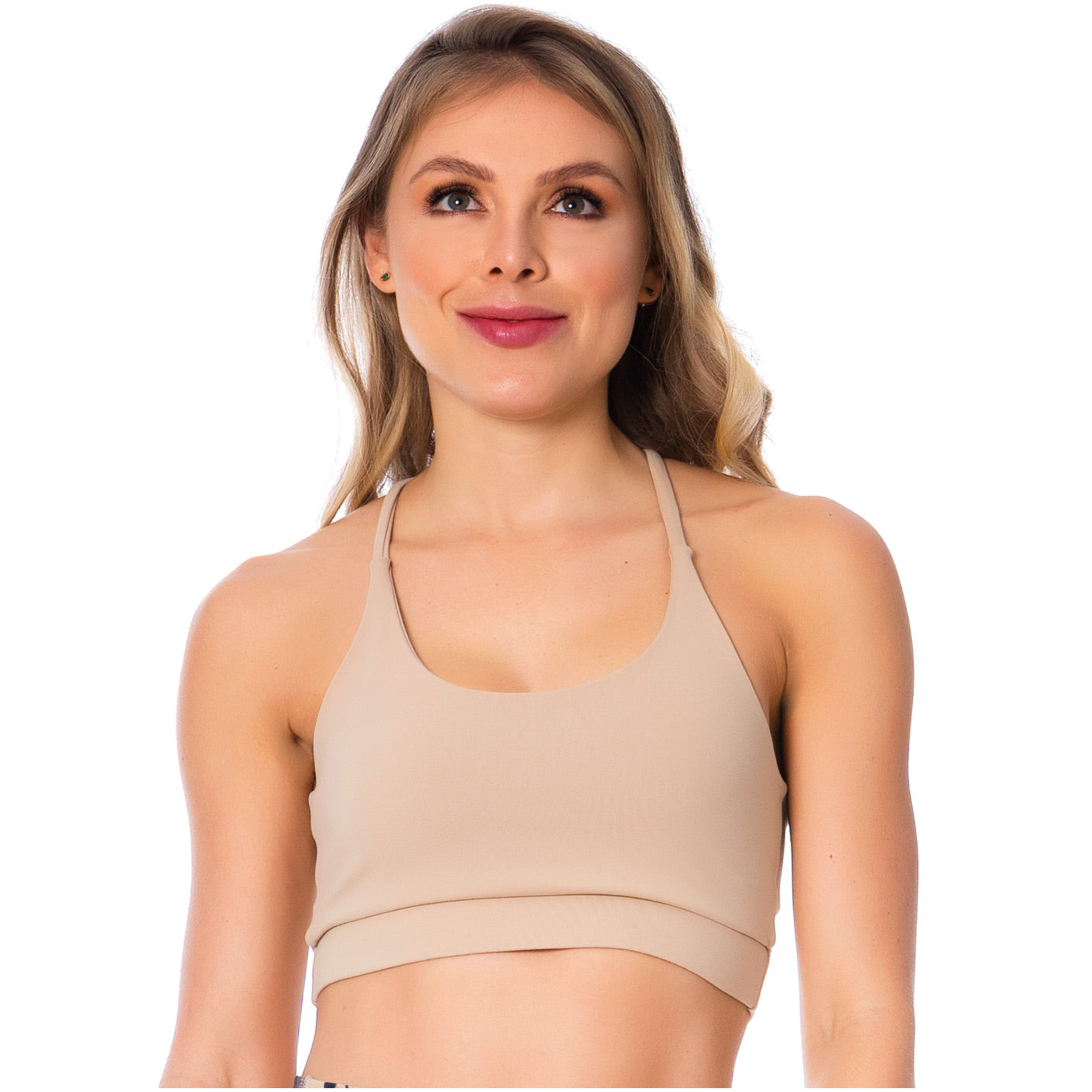 Women's Nude T-Back Gym Bra – Supportive, Breathable & Flexible