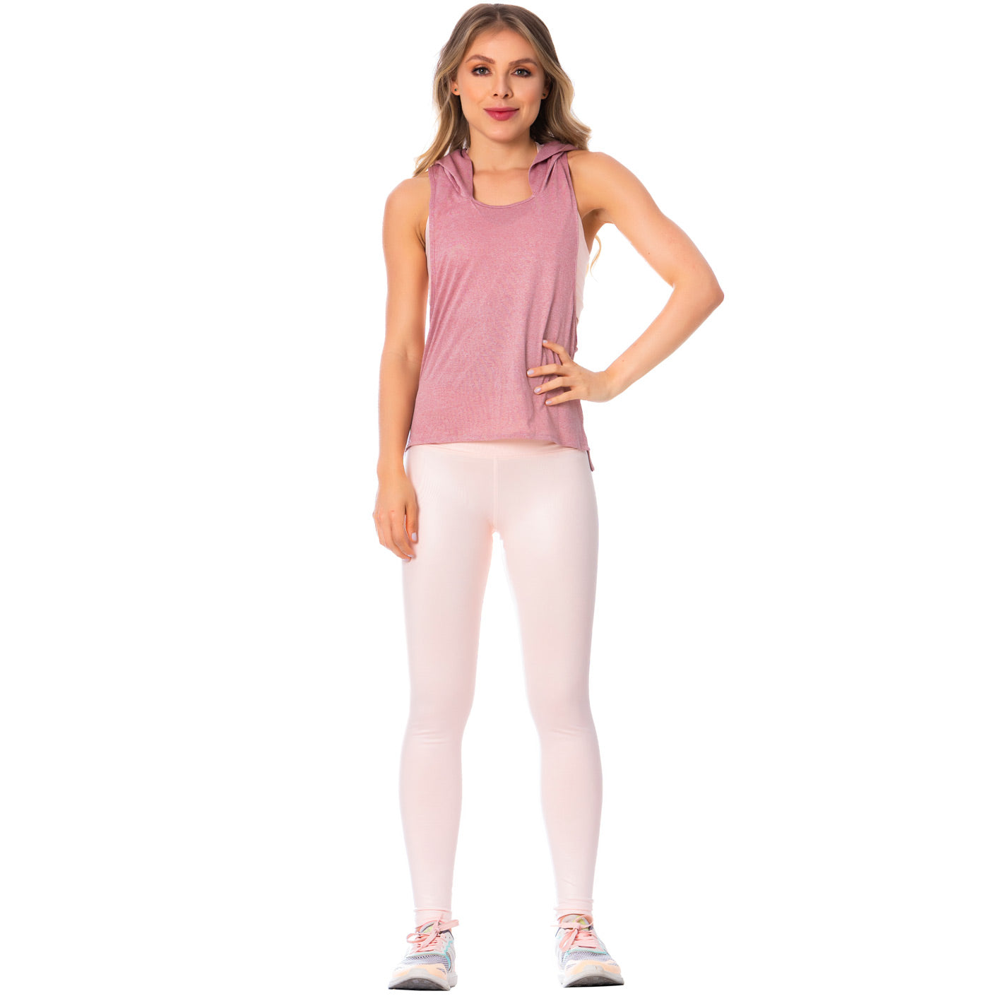 Women's Pink Sleeveless Hooded Tank Top – Lightweight Microfiber, Breathable & Stylish