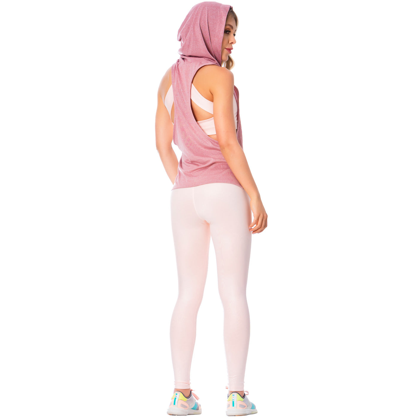 High-Rise Shimmer Pink Sports Leggings for Women – Stretchy, Sculpting & Stylish