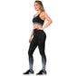 High-Waisted Shimmer Print Black Gym Leggings – Sculpting, Stretchy & Stylish