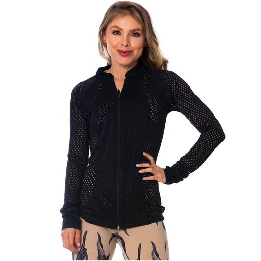 Through Black Sports Jacket for Women – Lightweight, Breathable & Stylish