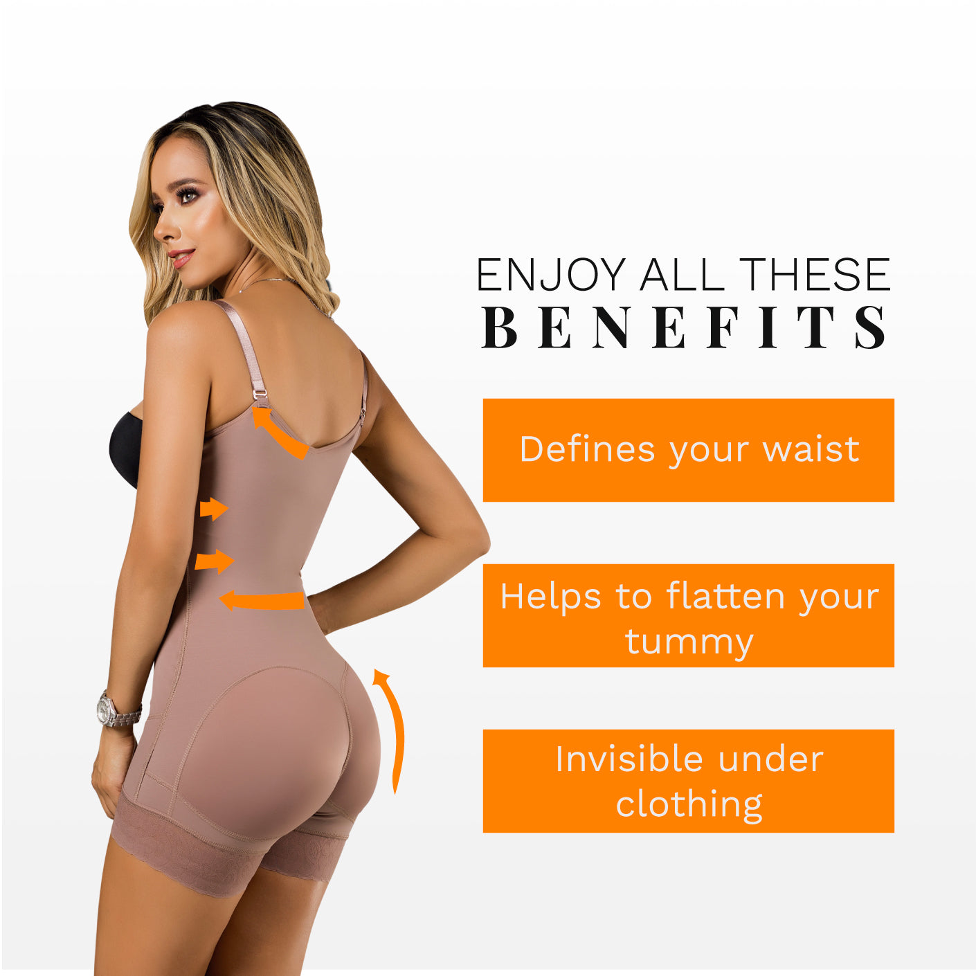 Open Bust Mid-Thigh Butt-Lifting Girdle – Adjustable & Shaping