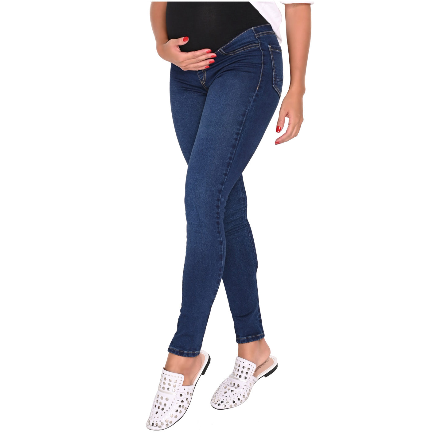 Maternity Skinny Jeans – Stretchy Baby Bump Support & Comfort