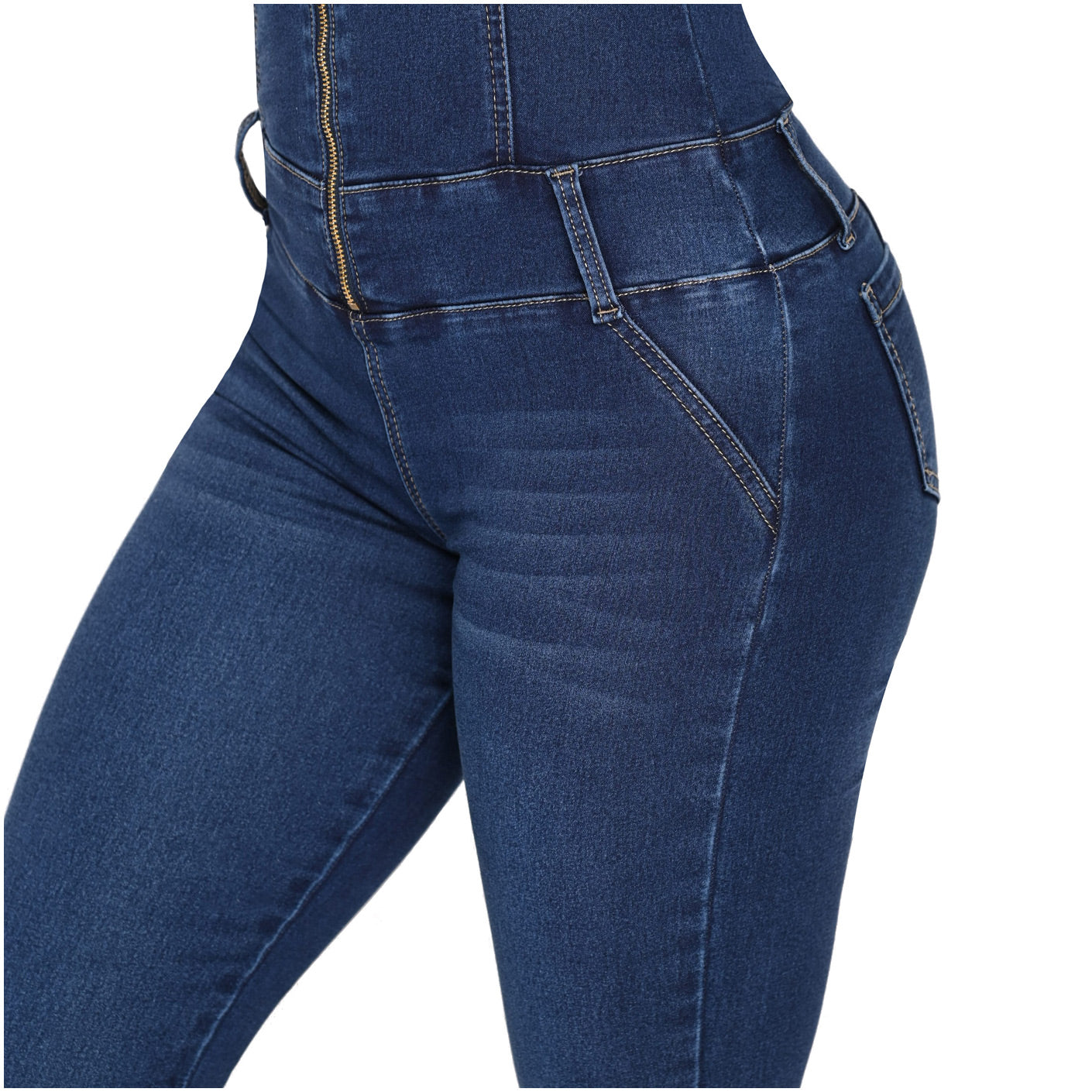 Colombian Denim Jumpsuit with Internal Girdle – Shaping & Slimming Fit