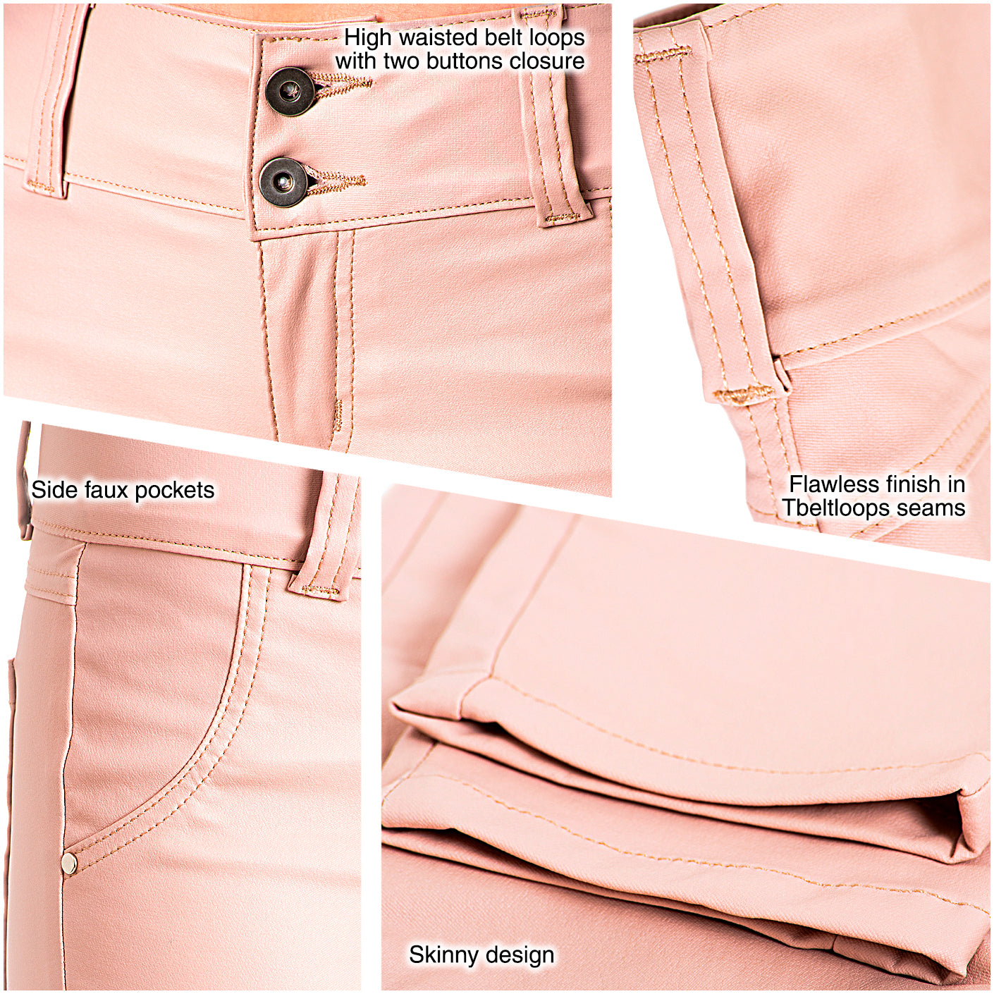 LOWLA 0719 | Faux Leather Mid Rise Jeans for Women - Pal Negocio