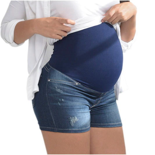 Maternity Denim Shorts – Baby Bump Support & Stretch Waistband