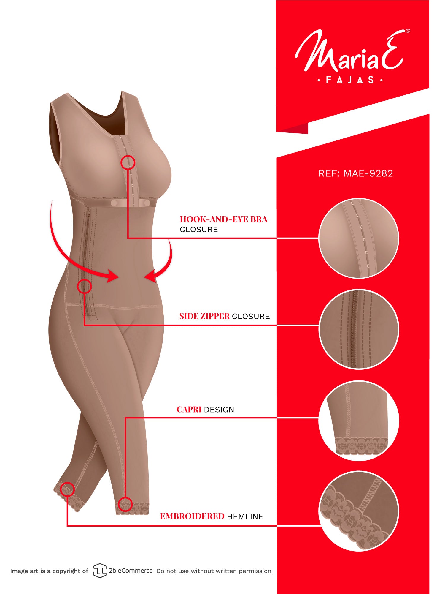 Fajas MariaE 9282 | Postoperative Shapewear with Bra | Side Zipper Knee Length - Pal Negocio