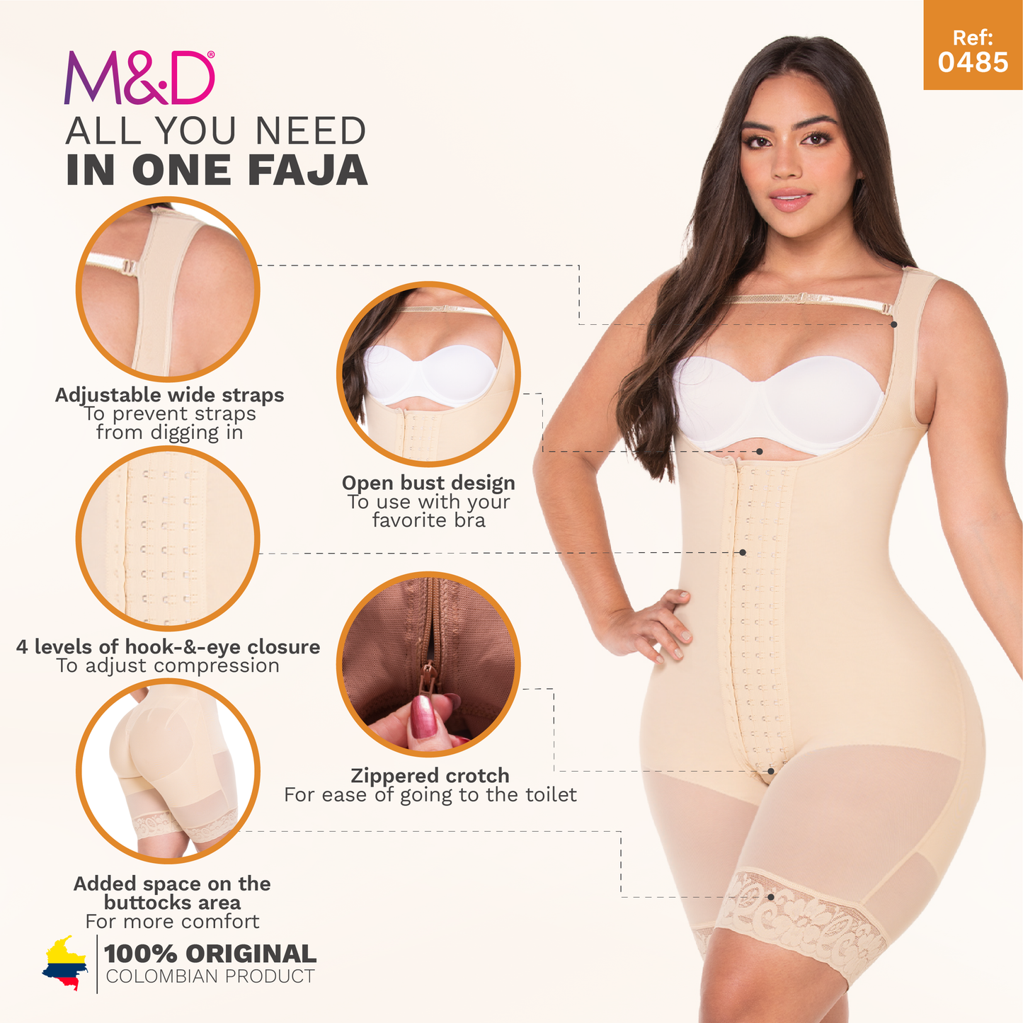 Colombian Post-Surgery Mid-Thigh Shapewear for Hourglass Body