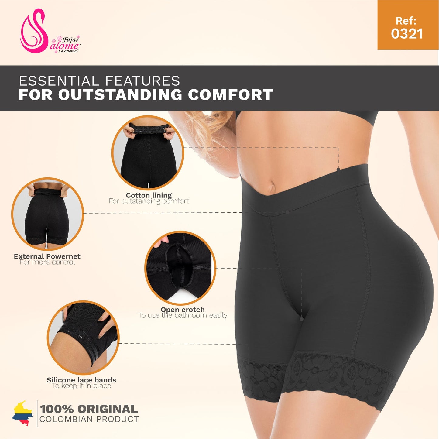 High-Waist Compression Shapewear Shorts | Powernet Butt Lifter & Tummy Control