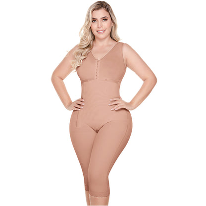 Colombian Knee-Length Shapewear with Built-in Bra & High Back – Post-Surgery & Postpartum Support