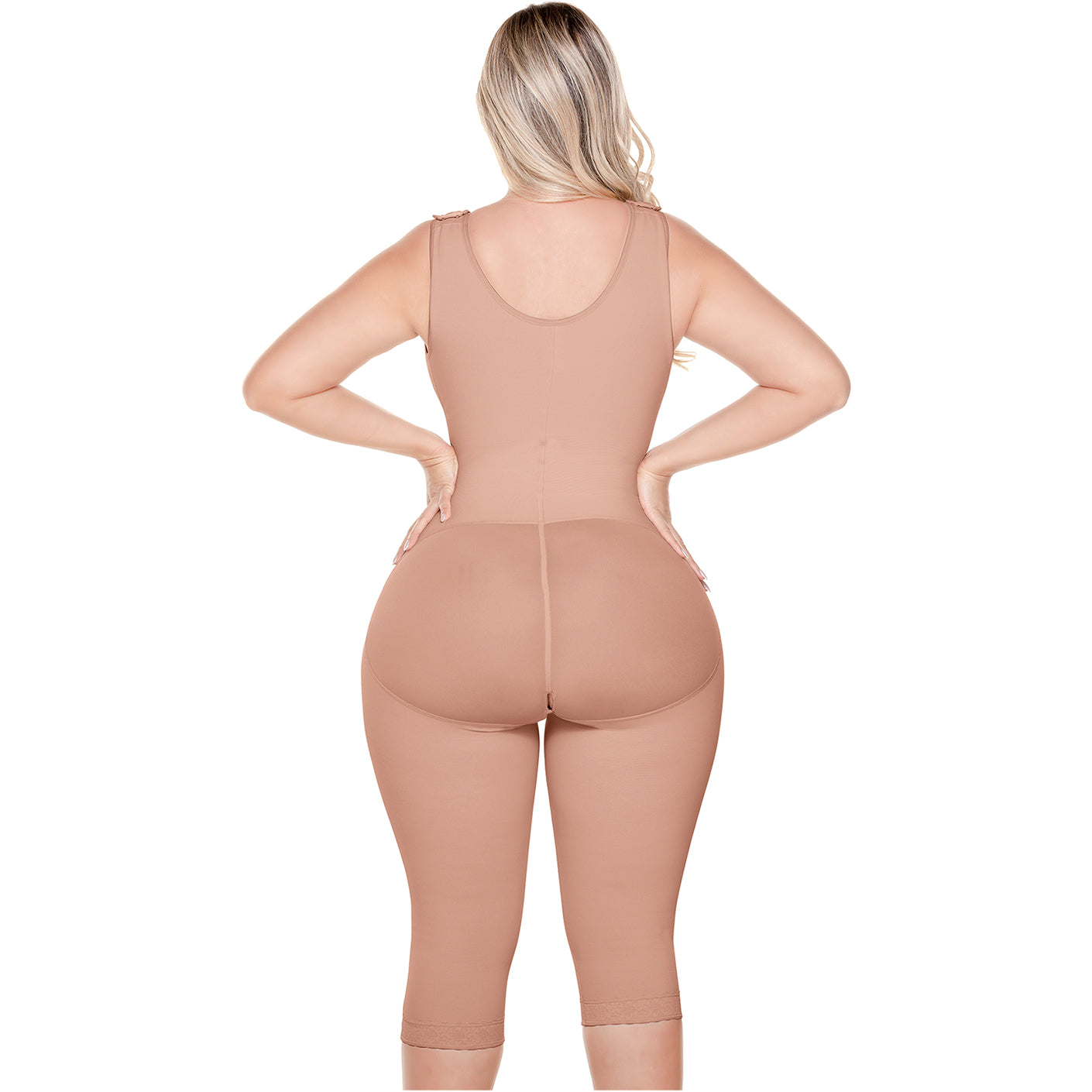 Colombian Knee-Length Shapewear with Built-in Bra & High Back – Post-Surgery & Postpartum Support