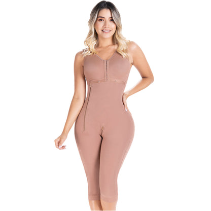 Colombian Shapewear Knee-Length with Built-in Bra & High Back – Post-Surgery & Postpartum Support