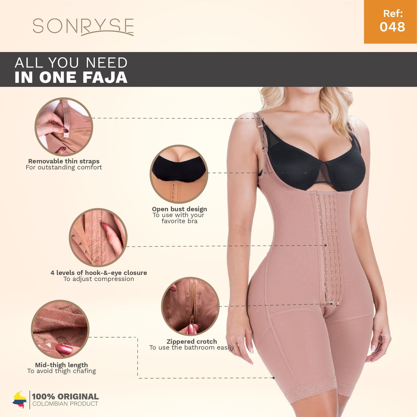 Fajas Colombianas Post-Surgery Open Bust Shapewear – Postpartum Mid-Thigh Compression Girdle | Powernet