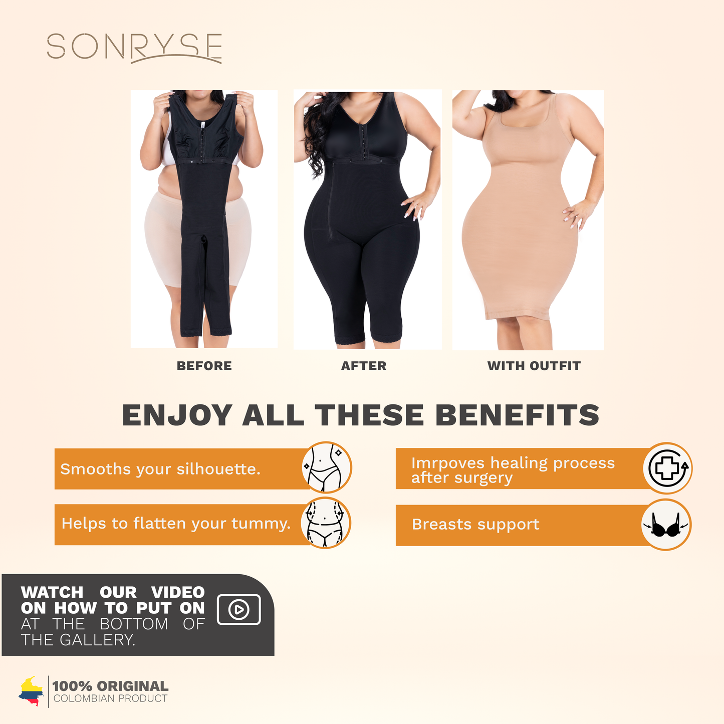 Colombian Full Body Shaper with Built-in Bra – Post-Surgery Support, Butt Lifting & Tummy Control