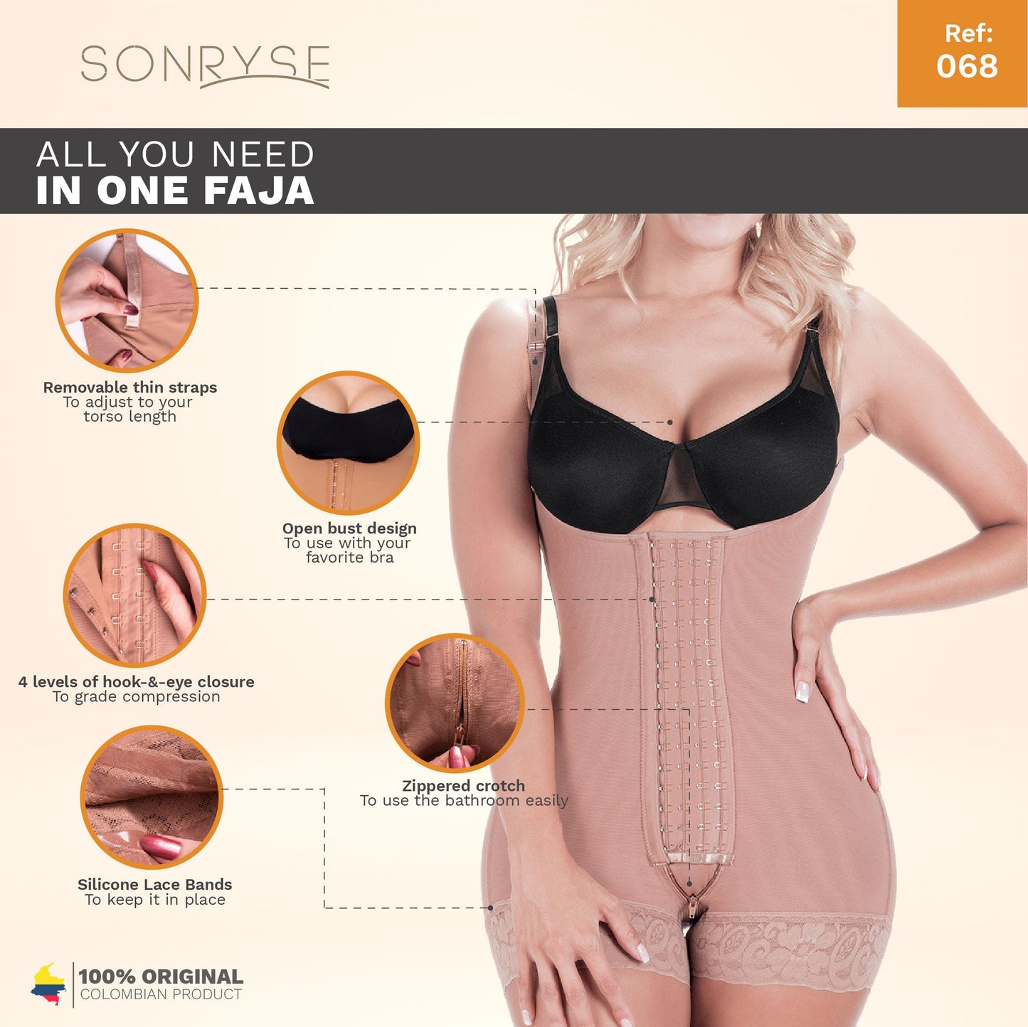 Fajas Colombianas Postpartum & Post-Surgery Tummy Tuck Compression Bodysuit – Open Bust Short Shapewear | Powernet