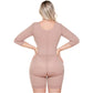 Shapewear After Surgery for Women with Built-In Bra | Mid Thigh Girdle with Sleeves | Powernet Compression Garment