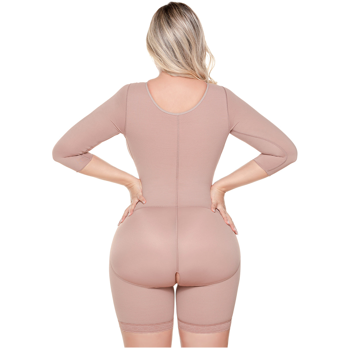 Shapewear After Surgery for Women with Built-In Bra | Mid Thigh Girdle with Sleeves | Powernet Compression Garment