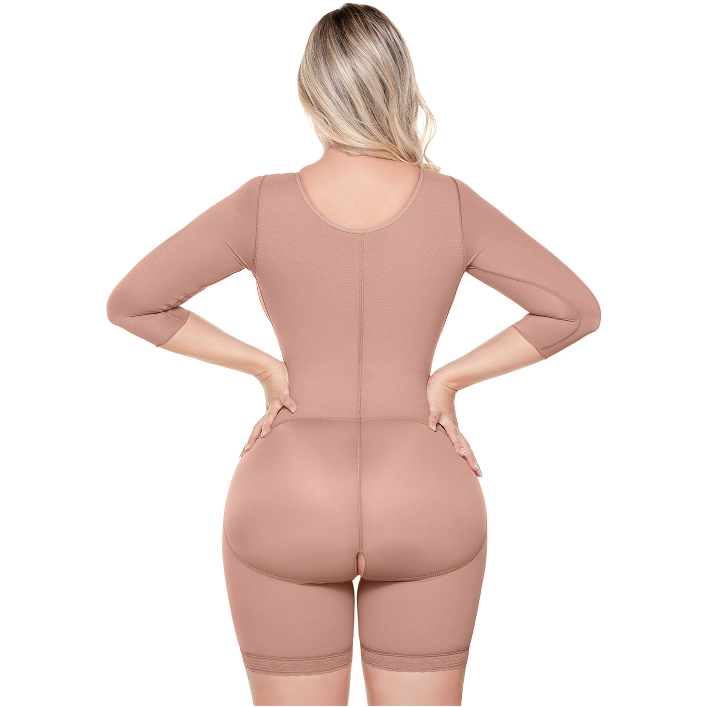 Shapewear After Surgery for Women with Built-In Bra | Mid Thigh Girdle with Sleeves | Powernet Compression Garment